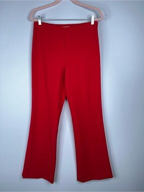 Trina Turk Red Stretch Flare Pants High Rise Colorful Preppy Coastal Work Size 4